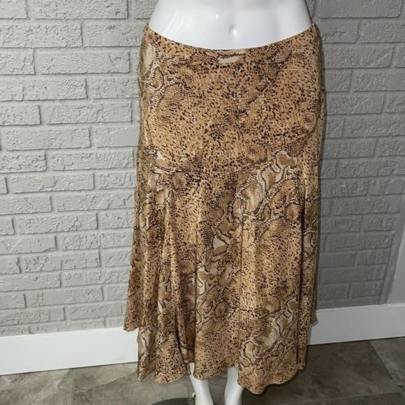 Kate Hall Women Animal Print Silk Gored Skirt Size 4 P - Picture 1 of 8